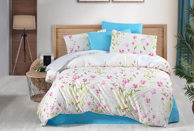 Produktbild von L'Essentiel Linge de Maison, Flora, Einzelbettbezug-Set (EU) (IT), 50 % BAUMWOLLE / 50 % POLYESTER, Blau, 155 x 200 cm