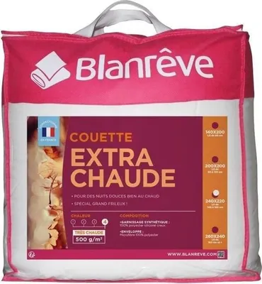 Image de Couette Extra Chaude Microfibre Blanc, 220 x 240 cm, Garnissage 500g/m²