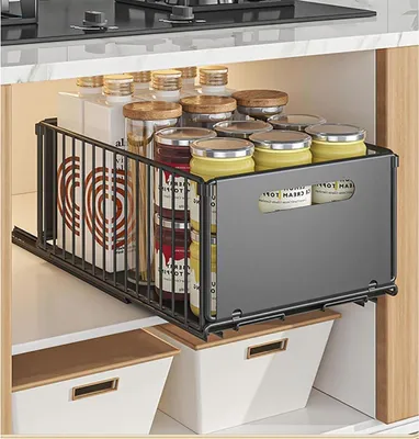 Image de YunNasi Tiroir télescopique Tiroir extensible Armoires de cuisine Étagère coulissante