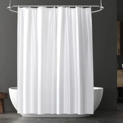 Produktbild von Duschvorhang, schimmelresistent, wasserdicht, schnelltrocknend, waschbar, aus PEVA, 180 x 180 cm, mit 12 Duschvorhangringen, Badezimmer-Duschvorhang (weiß)