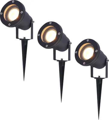 Produktbild von hoftronic LED Gartenstrahler 4W 345lm 2700K Schwarz IP65 3er Set