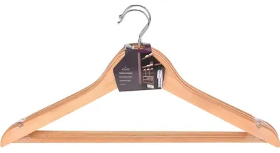 Produktbild von Kleiderbugel Holz mit Hosenstange - 3x stuck