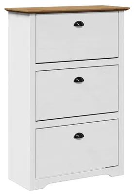 Image de vidaXL Étagère à chaussures BODO blanc et brun 80x35x118 cm
