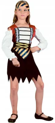 Produktbild von GoDan Piratin Kostüm tapfer für Kinder Karneval 120-130 cm
