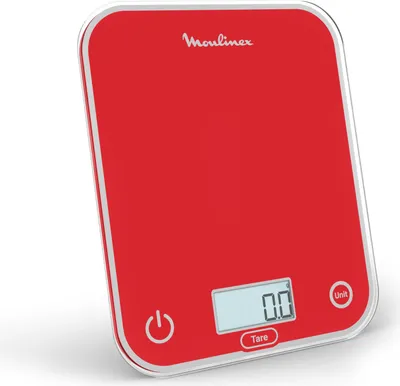 Obrázok produktu pre Moulinex BN50U3, Elektronická kuchynská váha, 5 kg, 0,5 g, Červená, Temperované sklo, Sklo