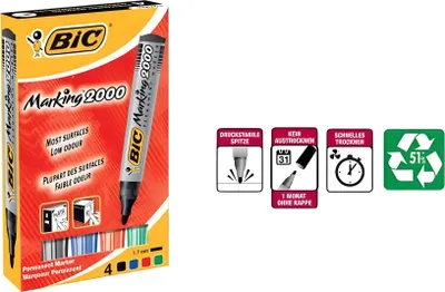 Produktbild von BIC Permanent-Marker 2000 Ecolutions, Rundspitze, 4er Etui