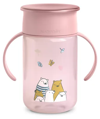 Produktbild von Suavinex, Trinklernbecher für Babys, 360° mit auslaufssicheren System, Magic Cup mit Griffen und Deckel, spülmaschinen- und mikrowellengeeignet, 340 m