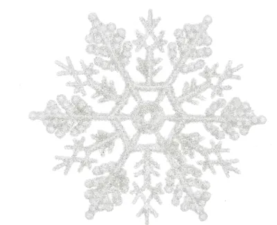Produktbild von Anhänger Schneeflocken mit Glitzer Kunststoff 10cm 12er Set - weiß