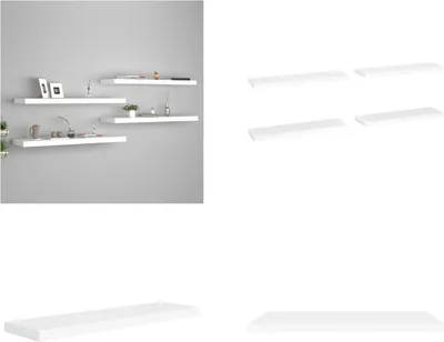 Image de vidaXL Étagères flottantes 4 pcs. Blanc 90x23,5x3,8 cm MDF - Etagère murale - Etagère murale flottante - Etagère murale flottante