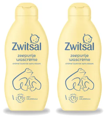 Imagen del producto de 2 unidades de crema limpiadora suave Zwitsal, sin jabón, de 200 ml cada una. Paquete económico