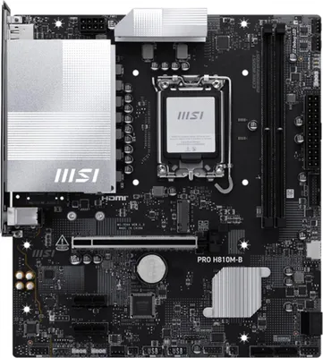 Produktbild von MSI PRO H810M-B, Intel, LGA 1851 (Socket V1), Intel Core Ultra (Series 2), DDR5-SDRAM, 128 GB, Nicht-ECC