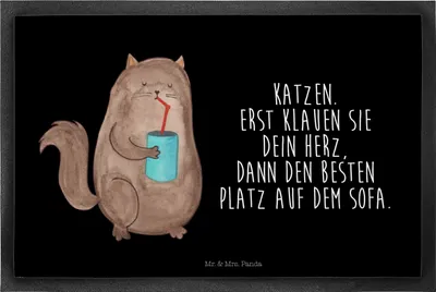 Produktbild von Mr. & Mrs. Panda fußmatte Katze Dose 40 x 60 cm - Schwarz - Geschenk, Gummimatte, Herz, Cat, Bezaubernd, Schmutzfangmatte, Schmutzmatte, Türvorleger, Katzen, Cats