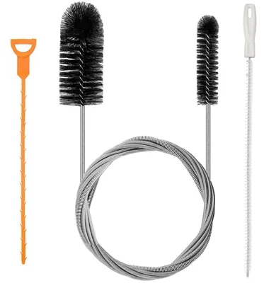 Productafbeelding van Afvoerreiniger pijpreiniger borstel - 200 cm - Set van 3 - RVS - Gootsteen en douche