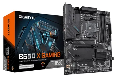 Produktbild von GIGABYTE B550 X GAMING Mainboard, AMD, Sockel AM4, AMD Ryzen 5000 Series, AMD Ryzen 4000 Series, AMD Ryzen 3000 Series, Sockel AM4, DDR4-SDRAM, 128 GB