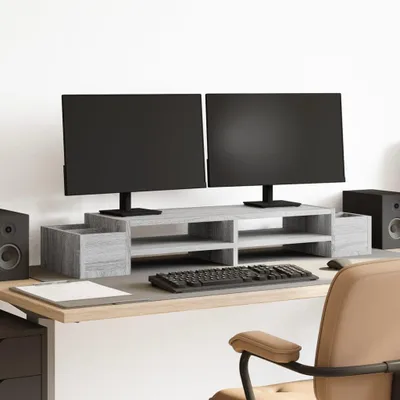 Obrázok produktu pre vidaXL Stojan na monitor s úložným priestorom Grey Sonoma 100x27x15 cm