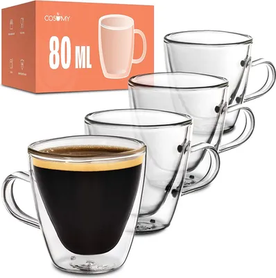 Produktbild von Doppelwandige Glasflaschen mit Griff 250 ml - Set aus 4 Stücken