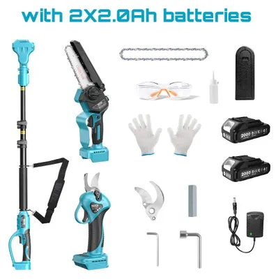 Produktbild von 3-in-1 Elektro-Hochentaster und Astschere - Teleskopstange - Akkubetrieben - Bürstenloser Motor - 21 V - 2 x 2,0-Ah-Akkus - Gartenbeschneidung