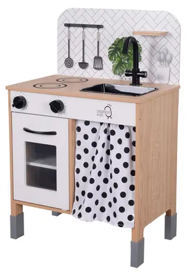 Productafbeelding van Houten speelkeuken kinderspeelgoed rollenspel - Wit en hout - Modern - Voor kinderen