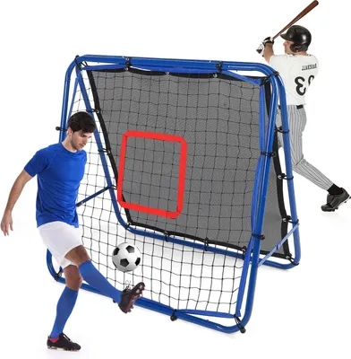 Immagine prodotto di Rimbalzatore da calcio - Porta da calcio/rete da allenamento 100×100 cm - Doppio lato - Per bambini - Da esterno - Blu