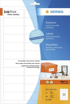 Immagine prodotto di HERMA Inkjet-Etiketten SPECIAL, 63,5 x 25,4 mm, weiá