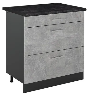 Imagen del producto de Mueble bajo de cocina Vicco R-Line Hormigón/Antracita 80 cm con 3 cajones encimera Antracita, Model 72384