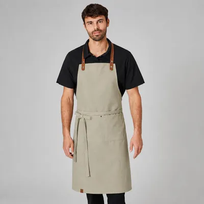 Produktbild von Latzschürze B 75 x L 100 cm, olive washed : olive : 65% Polyester 35% Baumwolle