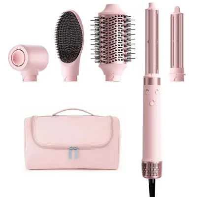 Produktbild von 5-in-1 Dual Voltage Hair Styler mit Ionen Föhn, Auto Lockenstab, Glättbürste & Volumenbürste, schnelltrocknend, hitzeschutz, für Reisen weltweit