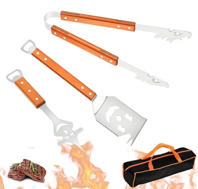 Produktbild von Grillbesteck Set von 3 - Werkzeuge mit Holzgriff