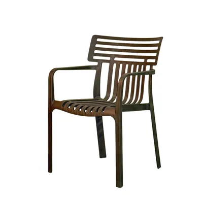 Produktbild von Floordirekt Gartenstuhl Terrano, stapelbar aus Kunststoff mit Armlehnen, wetterfest & UV-beständig Stuhl für Balkon & Terrasse – Anthrazit, 1 Stk.