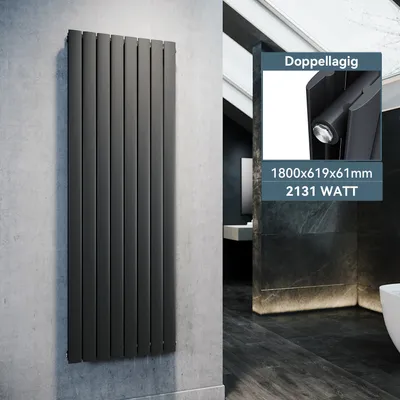 Immagine prodotto di SONNI 1800×619 mm antracite radiatore a pannello a doppio strato Radiatore verticale
