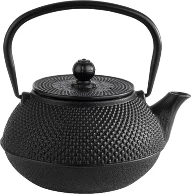 Produktbild von APS 10995 Teekanne ASIA, Gusseisen, 0,8 Liter, abnehmarer Deckel, inkl. Teesieb, schwarz
