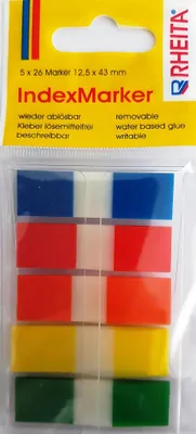 Produktbild von Rheita Indexe aus Folie im Spender, 5 Farben, 12,5 x 43 mm, 130 Blatt