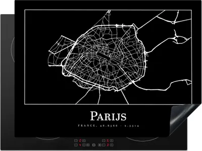 Produktbild von KitchenYeah© Herdabdeckplatte Paris - Karte - Stadtplan , 71x52cm, Küche Deko, Glaskeramikkochfeld Herdabdeckung, Abdeckplatte fùr Kochfeld
