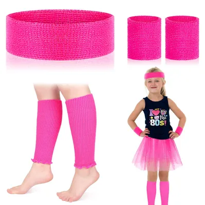 Produktbild von Wärmer-Set im 80er-Jahre-Stil - Rosa - Stirnband und Armbänder - Für Mädchen