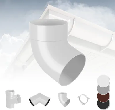 Produktbild von RAINWAY S Regenrinnen System (Rohrbogen 67° einfach weiß) - PVC-U Kunststoff in 4 Farben, für Dachflächen < 100m² empfohlen, Eckstück Bogen 67 Grad