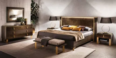Produktbild von Schlafzimmer Set Bett Nachttische Hocker Betten Design Italienische Möbel 4 tlg
