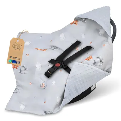 Zdjęcie produktu dla Kocyk dla niemowląt Kocyk dla niemowląt 90x90 cm - śpiworek Kocyk do wózka i fotelika samochodowego Całoroczny dla noworodków Minky Oeko-Tex