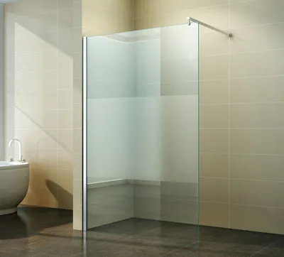 Produktbild von Walk-in Duschabtrennung Duschwand Seitenwand 140 cm Teilsatiniert 10 mm NANO Glas Neptun