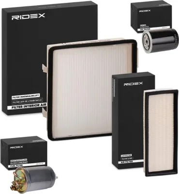 Produktbild von RIDEX Filterset Inspektionspaket Filtersatz für VW GOLF II (19E, 1G1) GOLF I (17) Jetta II (19E, 1G2, 165) GOLF II Van (19E, 1G1)