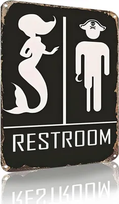 Image de Vintage "RESTROOM" sirène pirate salle de bain décoration murale 20x30 cm
