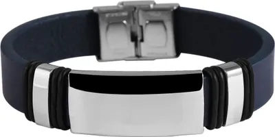 Produktbild von Akzent Echtlederarmband mit Edelstahlgravurplatte