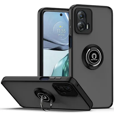 Immagine prodotto di Custodia per Motorola Moto G 5G 2023 traslucida opaca in TPU con supporto ad anello e supporto Nero