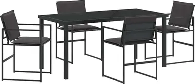 Produktbild von vidaXL Garten Essgruppe 5 pcs Schwarz 160 x 80 x 73 cm
