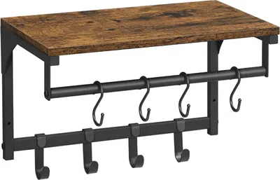 Produktbild von Wandregal 8 Haken, industriell 40 x 24 x 24 cm