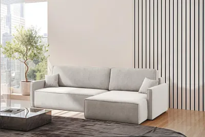 Produktbild von Kaiser Möbel Schlafsofa Carlos L-Form, Ecksofa Mit Bettkasten Und Schlaffunktion Stoff Salvador Rechts Hellgrau