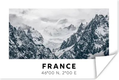 Produktbild von MuchoWow® Poster Frankreich - Schnee - Berge 60x40 cm - Schlafzimmerdekoration