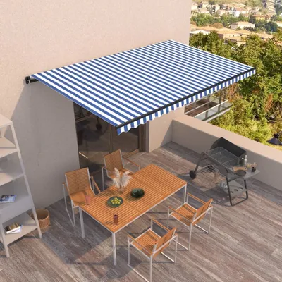 Produktbild von vidaXL Markise Automatisch Einziehbar 500x350 cm Blau und Weiß