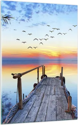 Produktbild von Bilder auf glas - Einteilig - Brücke See - 50x70cm - Glasbilder - Wandbilder - Bilder - Kunstdruck - zum Aufhängen bereit - Wanddekoration aus Glas - Glas Bilder - Wandbild auf Glas - GPA50x70-3818