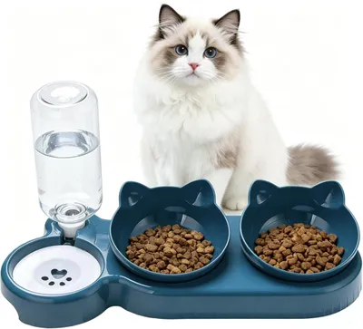 Image de Litière pour chat 3 en 1 avec gamelle pour nourriture et abreuvoir (vert)