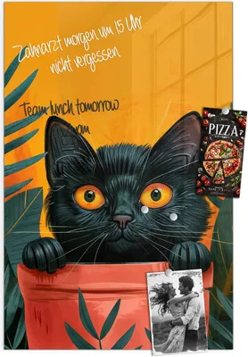Produktbild von Magnettafel 40x60cm Pinnwand Whiteboard beschreibbar - Katze im Dschungel